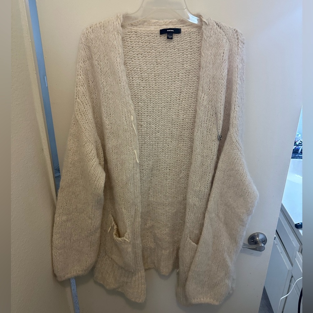 Diesel Soft Cream beige Knit long Sweater duster cardigan M/L